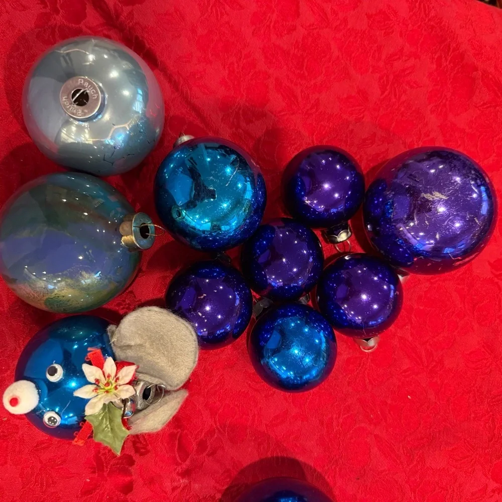 Vintage 15 Rauch Blue and Purple Christmas Ornaments